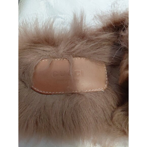 Gucci Princetown Shearling-Lined Mules Black Leather Gold Horsebit Size 37 - Picture 4 of 7